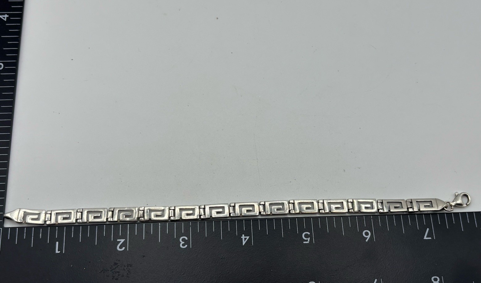 Vintage 925 Sterling Silver Greek Key Panel Link Bracelet 11g 7.5″