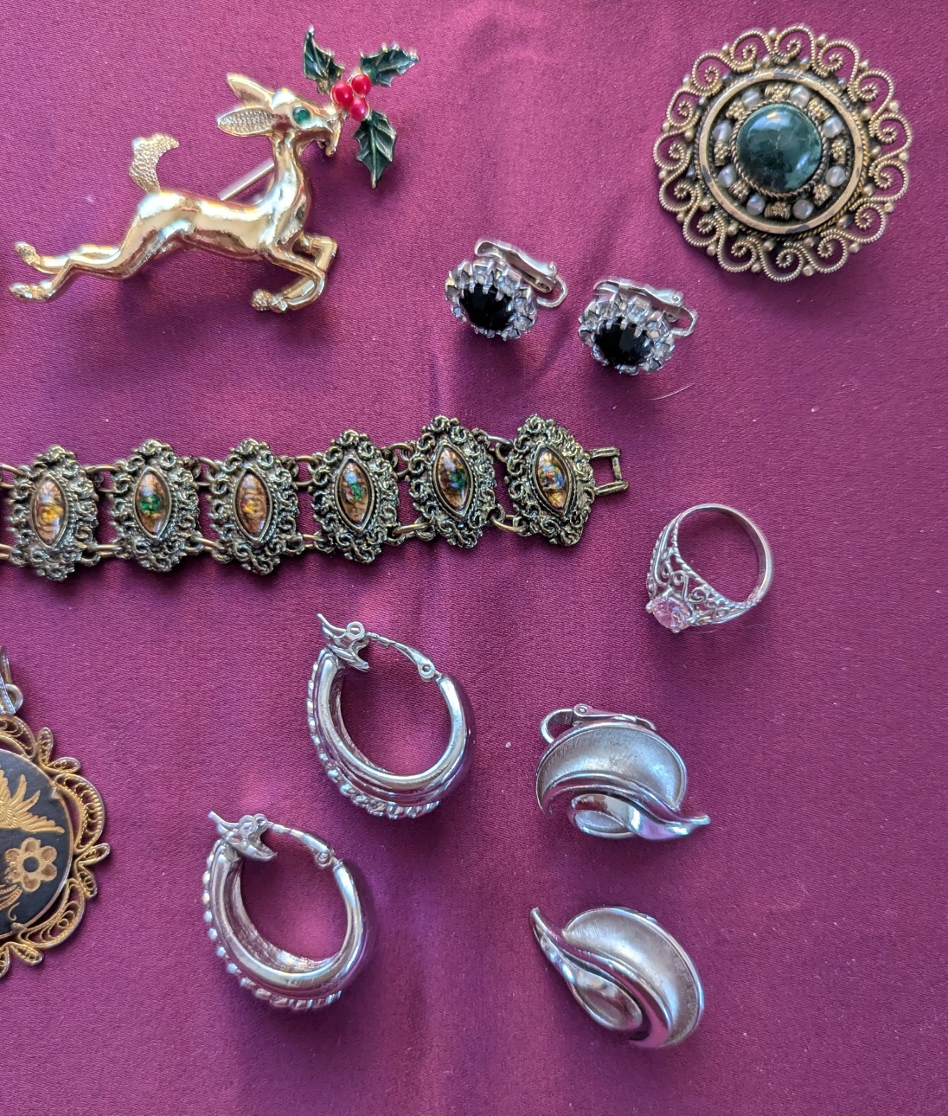 Vintage Mixed Lot Pins bracelet Pendant Earrings Crown Trifari, M. Jent