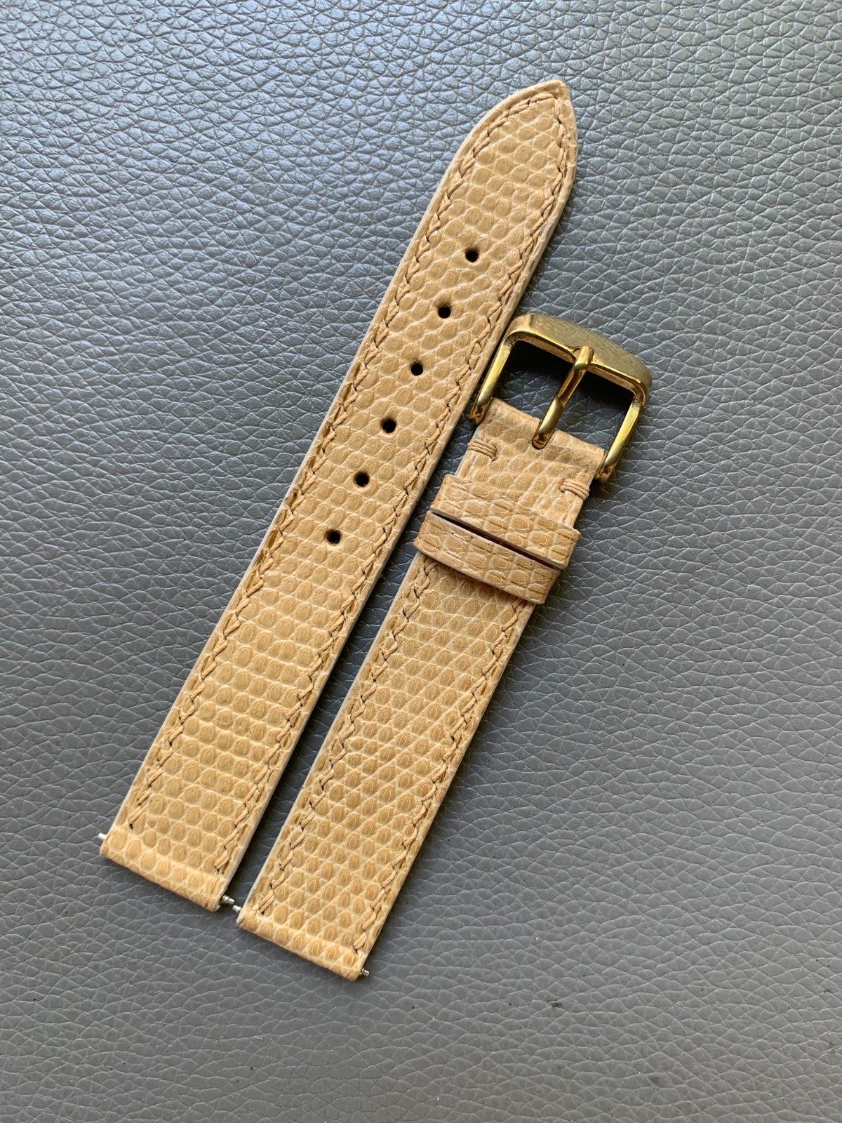 Beige Genuine Lizard Leather watch strap band Custom 10 16 17 18 19 20 21 2226mm