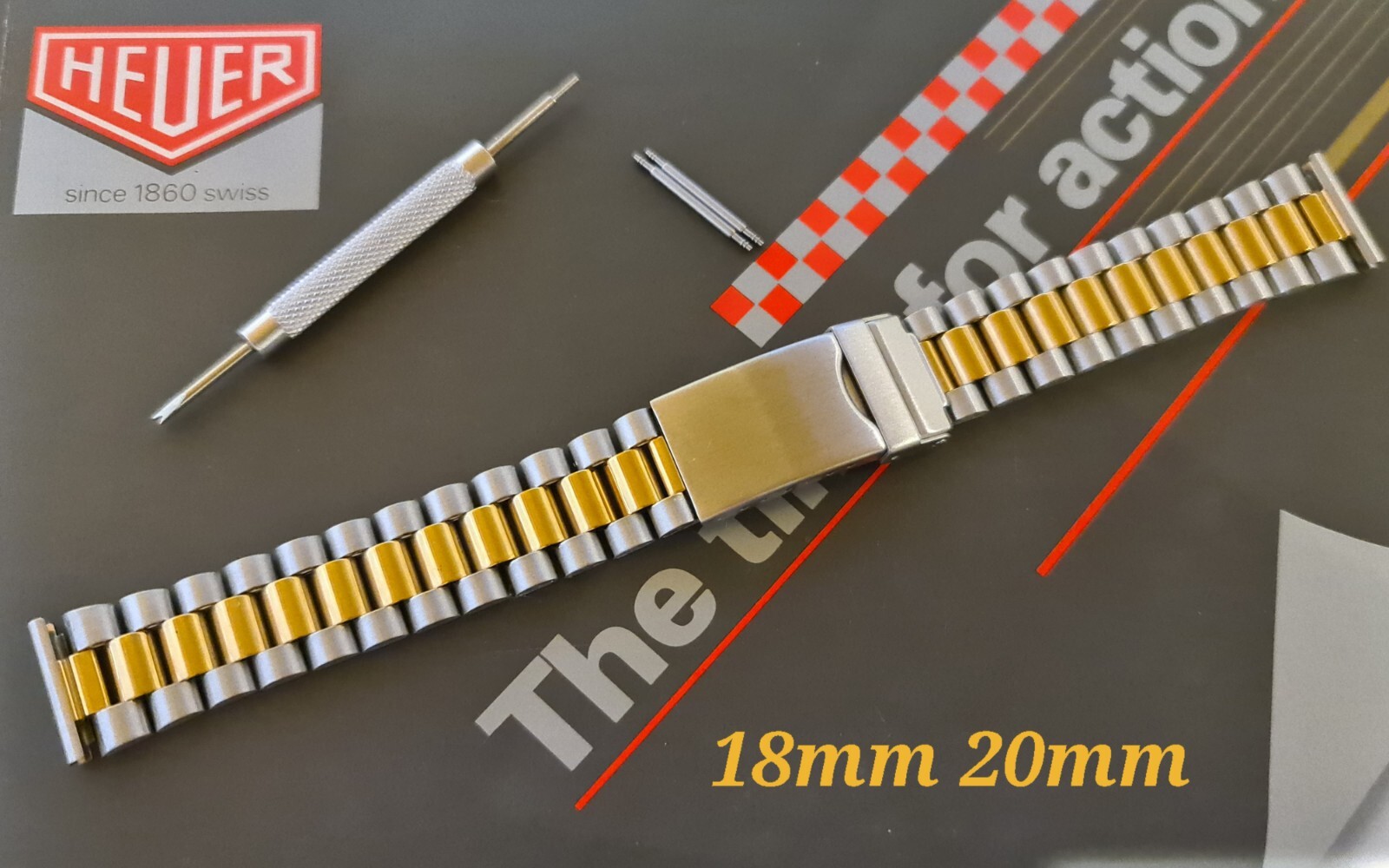 Bracelet fit tag heuer vintage f1 formula one and 2000 18mm 20mm tool + s bars