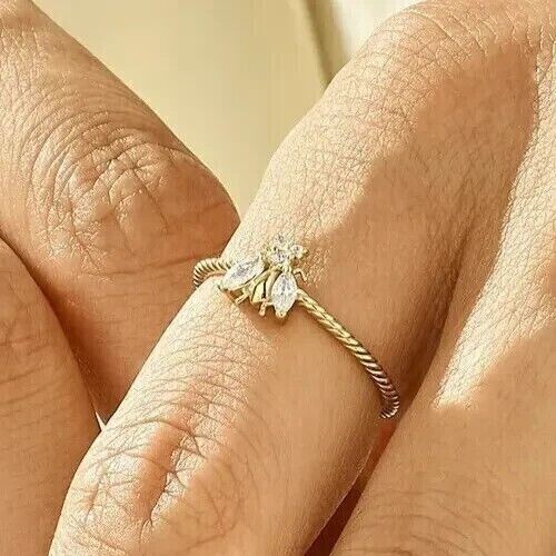 Honey Bee Women Gift ring 1.75Ct Marquise Simulated Diamond 925 Sterling Silver
