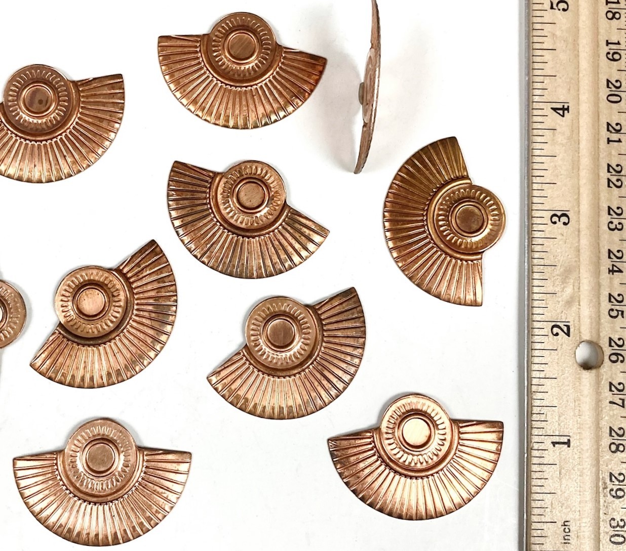 6 VINTAGE GROOVED DECO HALF CIRCLE 40mm COPPER COATED STEEL SETTING FINDINGS N18