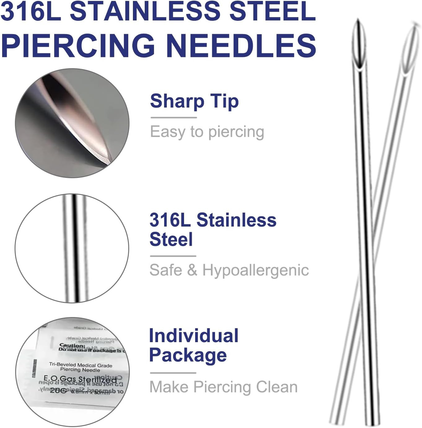 Yugui Nose Piercing Kit 20G Nose Septum Piercing Rings, Nails and 18G Piercing