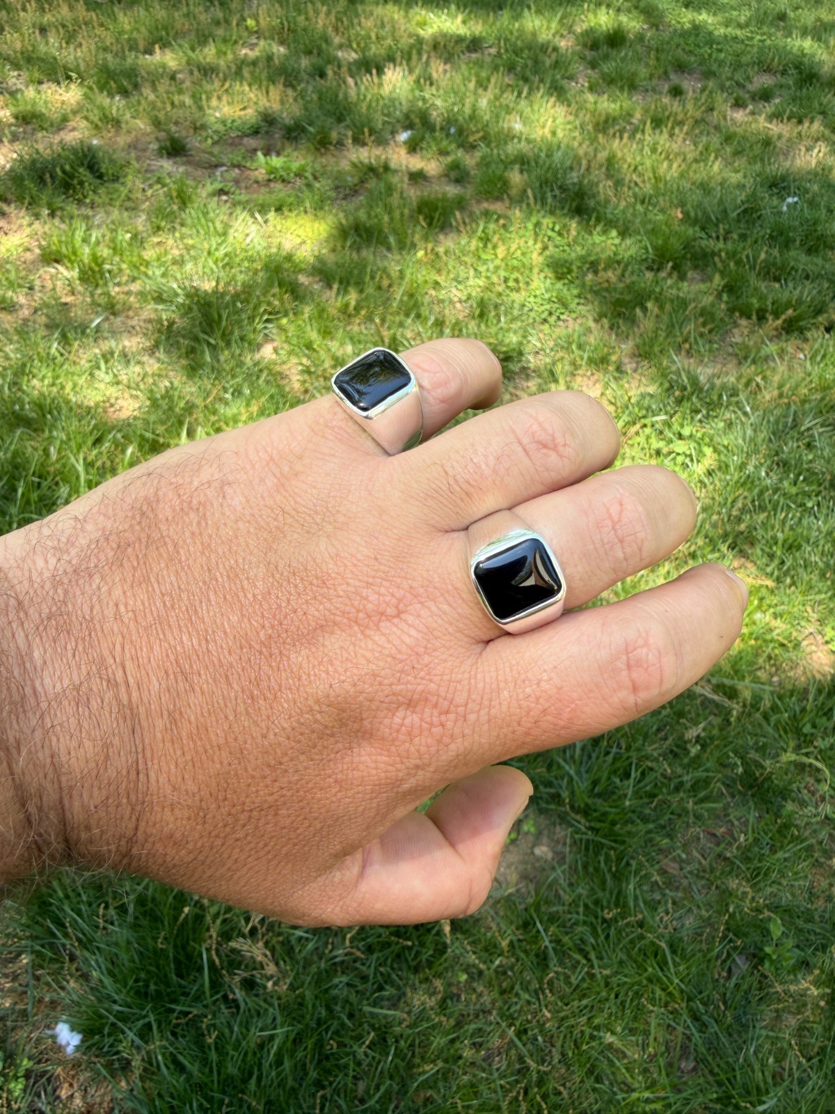 Handmade Men’s Black Onyx Ring in Real 925 Sterling Silver Natural Gem Stone