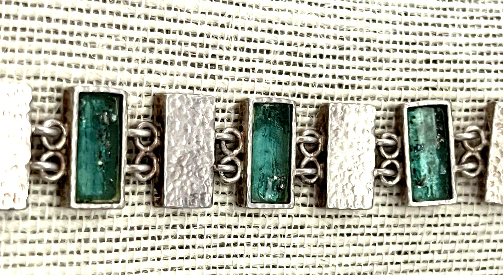 Roman Period Glass Fragments 200 B.C Set in 925 Silver Bracelet Vintage 2001