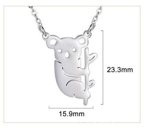Stainless Steel Cute Koala Pendant Silver – 45 + 5cm Chain