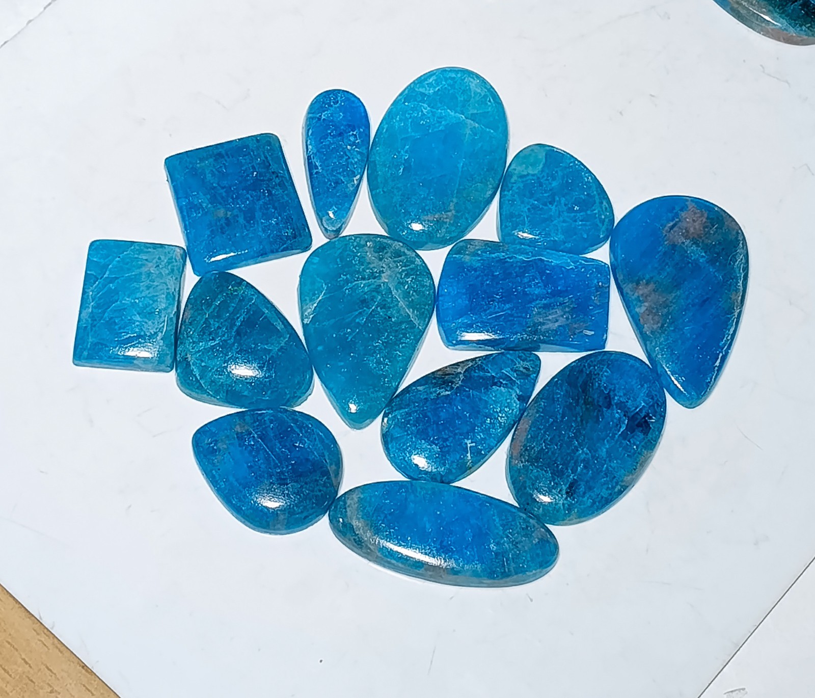 Natural Blue Apatite Polished Cabochon – Bulk Wholesale – Mixed Shapes 15–30 mm