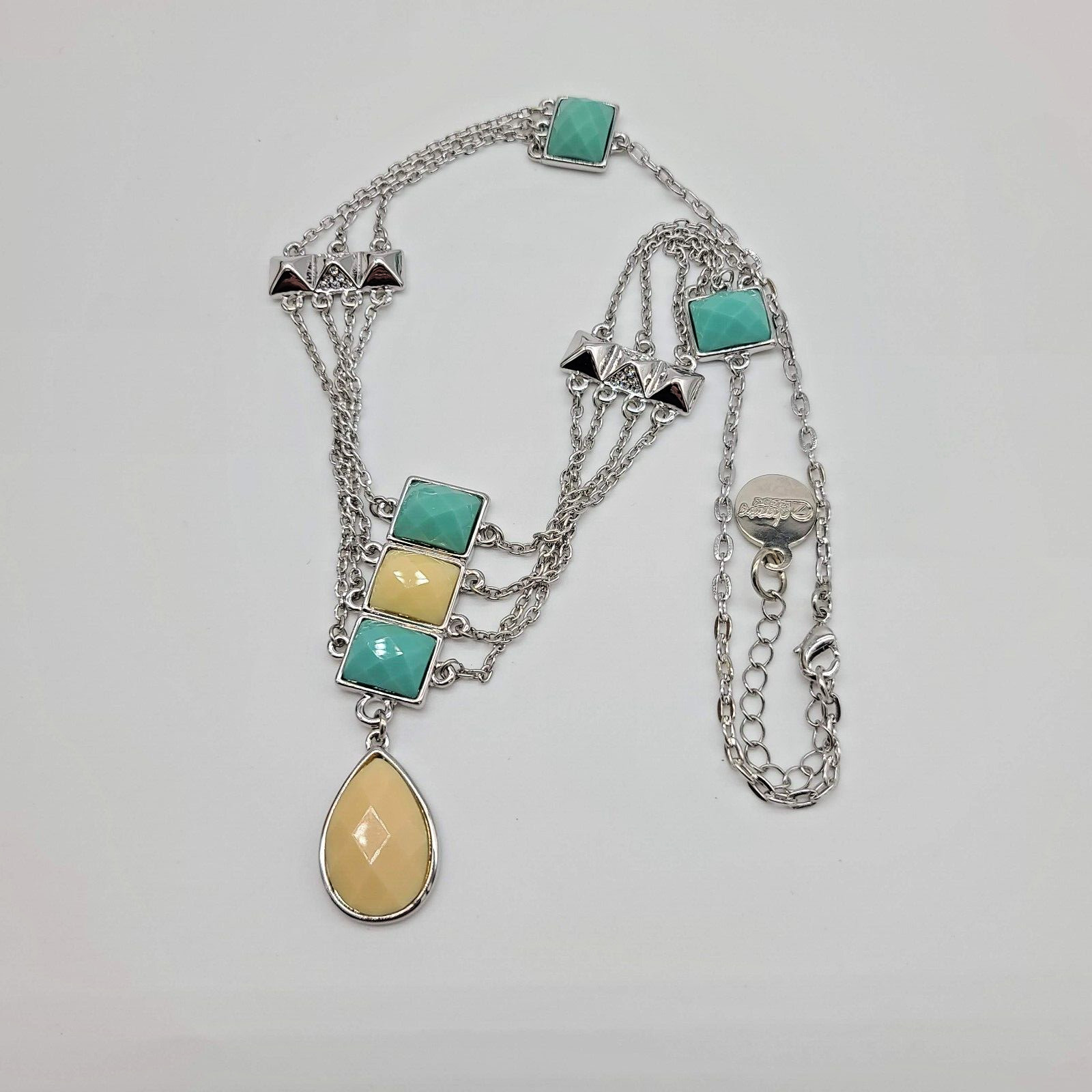7 Charming Sisters “Modest Elegance” Silver, Cream & Turquoise Bead Necklace