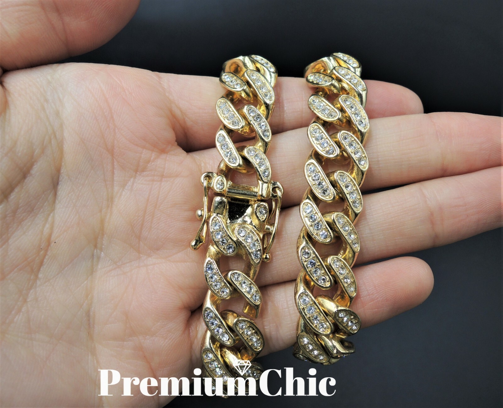 16″ or 18″ Miami Cuban Link Choker Necklace ICED Mens Plated Hip Hop CZ Jewelry