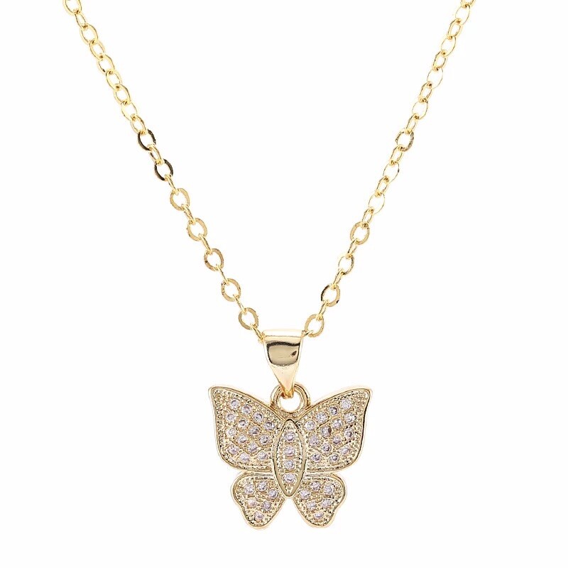Cubic Zirconia BUTTERFLY CZ Pendant Necklace Silver,Gold, Rose Gold Plated N141