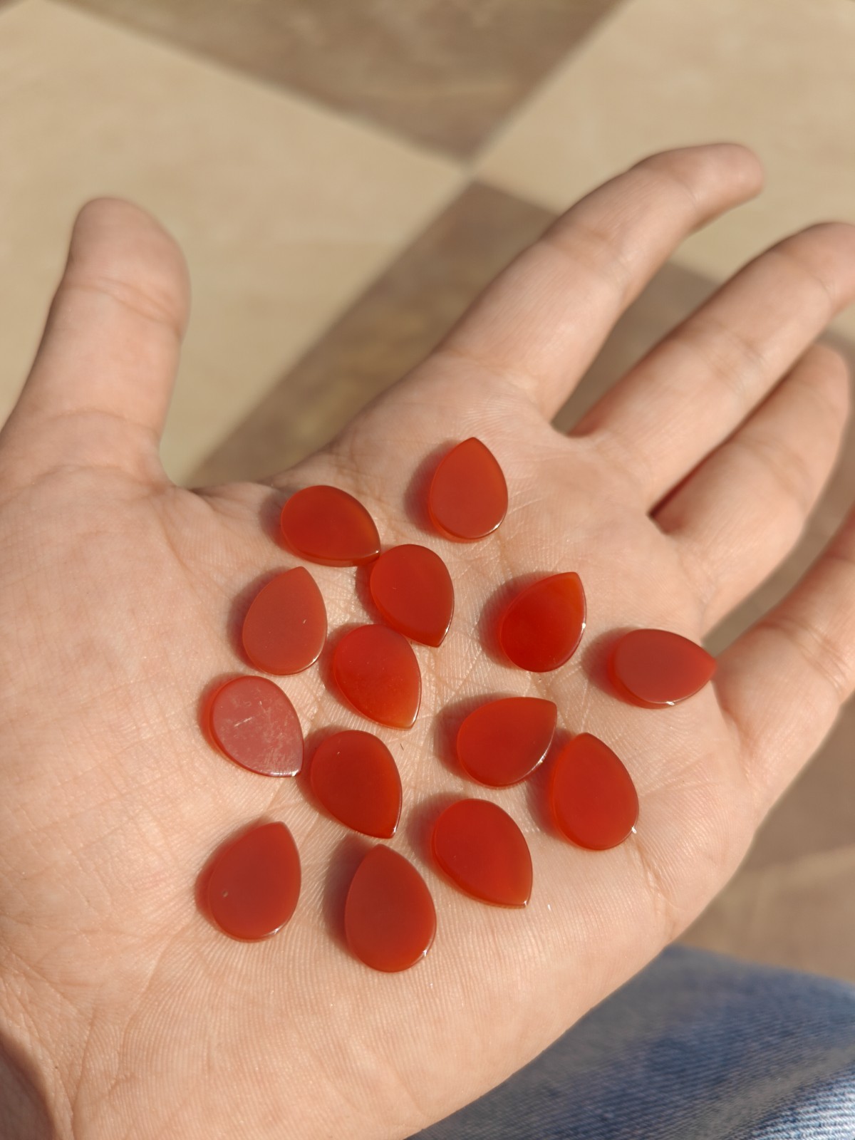 Natural Red Onyx Pear Bothside Flatback 10x14mm To 20x25mm Loose Gemstone