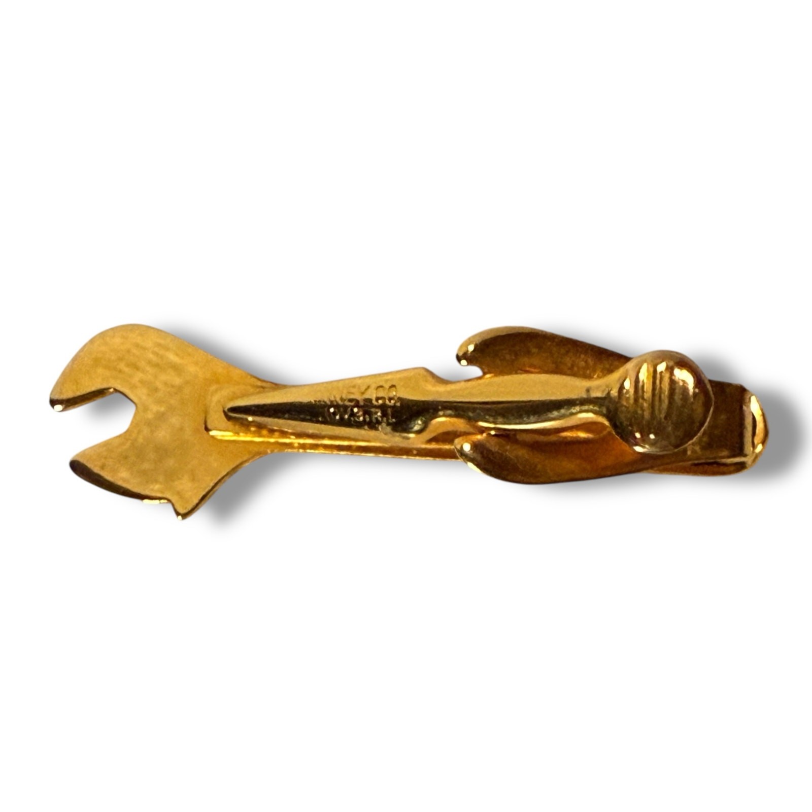 Vintage Kinney Co. Tie Clip Mens Crescent Gold Tone Crescent Wrench