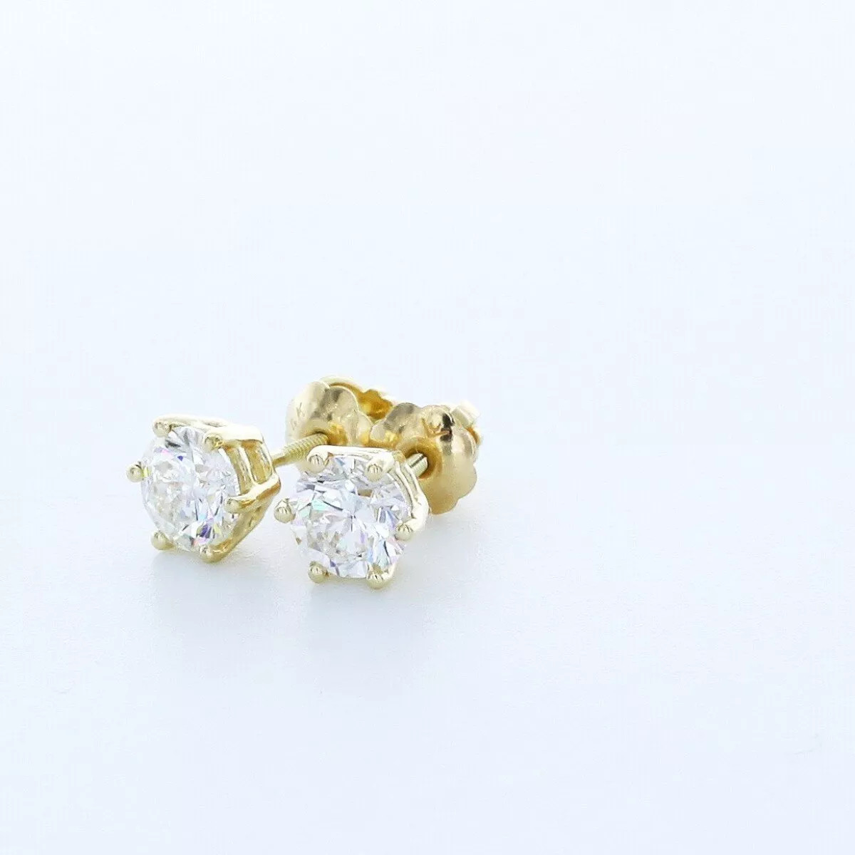 Stud Earrings Solid 14K White Gold Classic 1.01 CT Round Natural Diamond F VS2