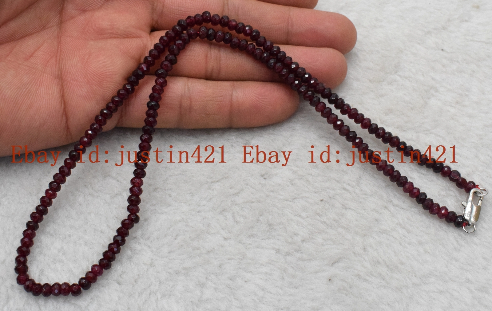 Natural 2x4mm Faceted Red Jade Gemstone Roundel Gemstone Necklace 18”