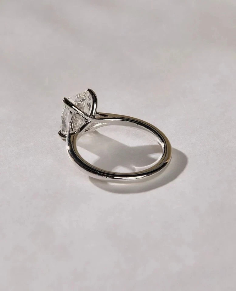 2.00 CT Elongated Cushion Cut IGI Lab Grown Diamond Ring 14K White Gold Plated