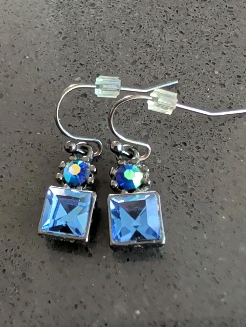 1928 Brand Earrings Gun Meta Blue Crystal Tear Drop – Small Dangle Drop S10