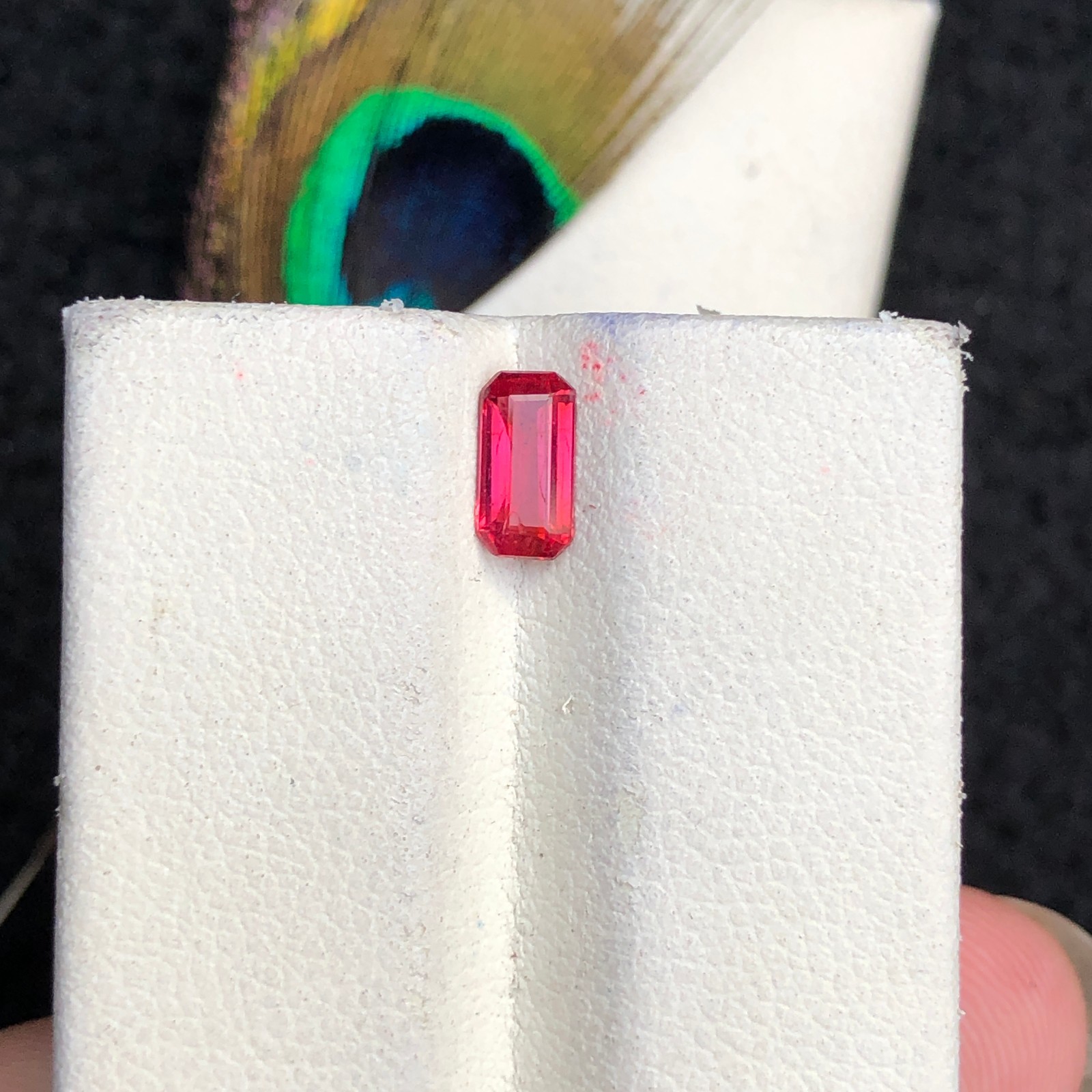 0.57 Carat Natural Emerald Cut Pinkish Red Spinel Loose Gemstone From Burma
