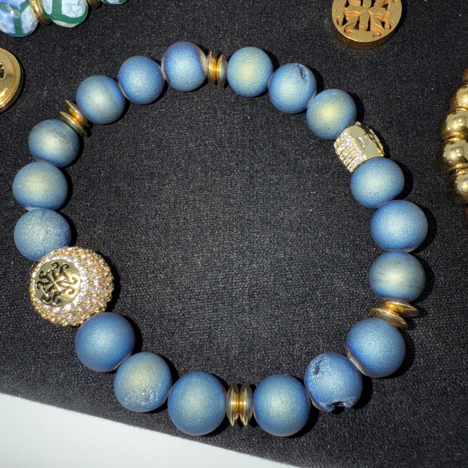 Rustic Cuff Bracelet Set Beaded Charm Stretch Colorful Gold Tone Multicolor Lot
