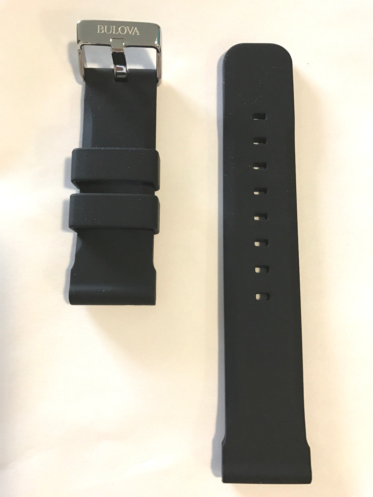 Original Bulova 24mm 98B258 / 98B277 / 98B127 Black Rubber Watch Band Strap
