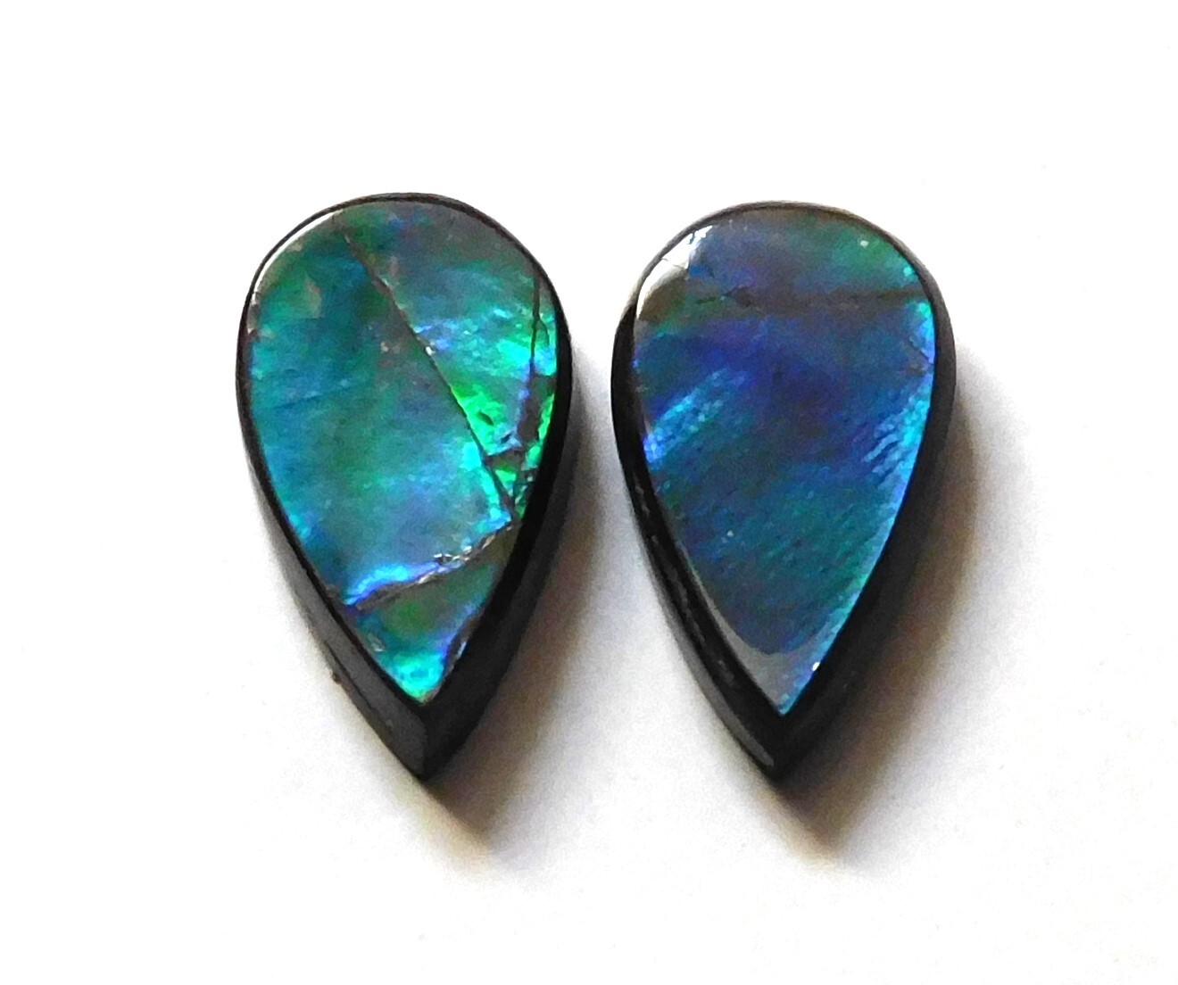 6.45 Cts Natural Ammolite (13.6mmx7.8mm each) Loose Cabochon Match Pair NB41
