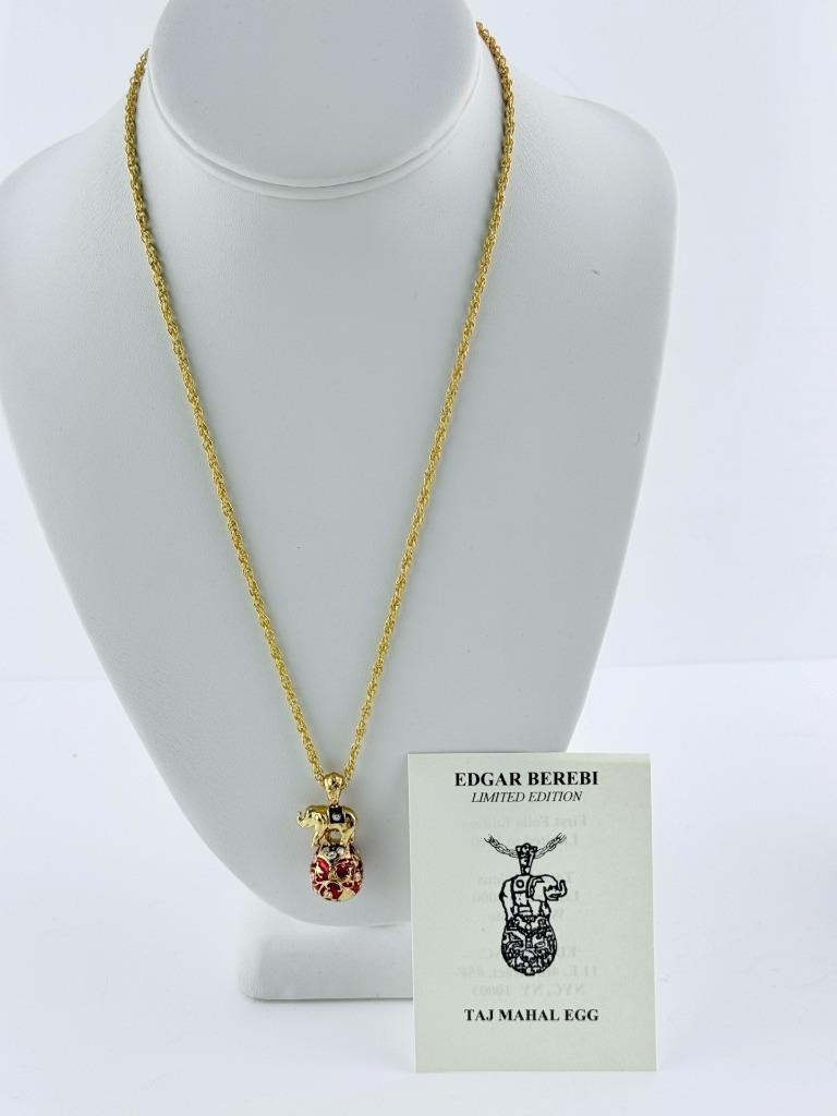 Edgar Berebi Limited Edition Taj Mahal Egg Pendant Necklace with Paper Card 20In