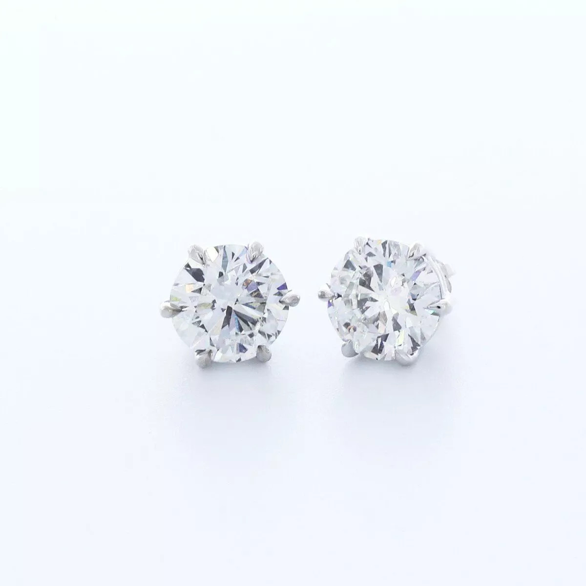 Solid 14K White Gold Stud Earrings Classic 3.03 CT Round Natural Diamond G SI1