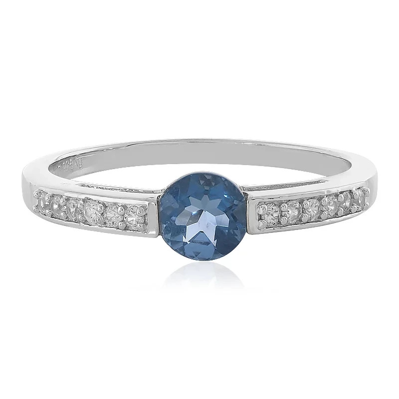 Color-Changing Fluorite Ring – 1.249ctw Blue Fluorite Solitaire with 12 Zircon