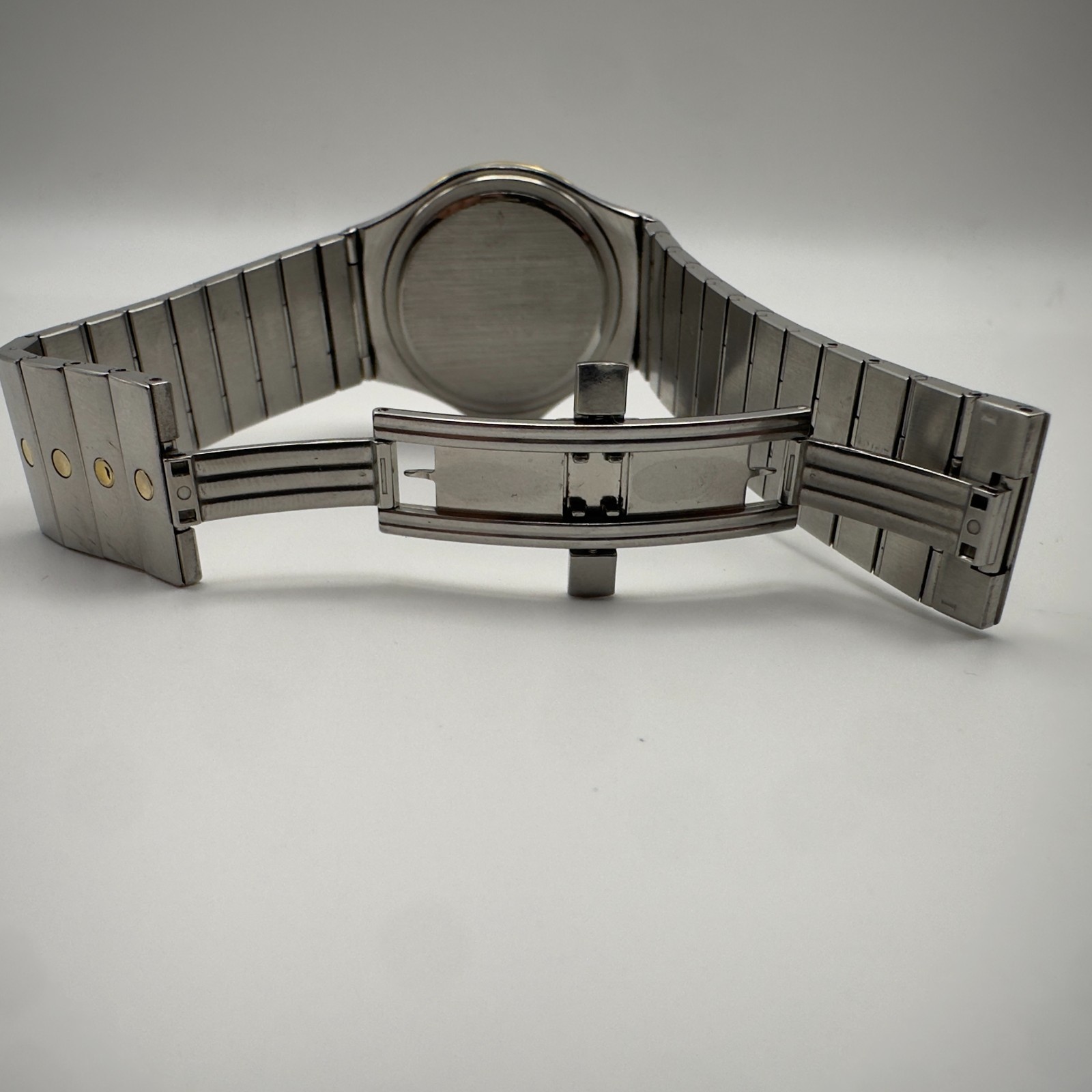 Vintage Two-Tone Movado Museum Black Face Watch 34mm