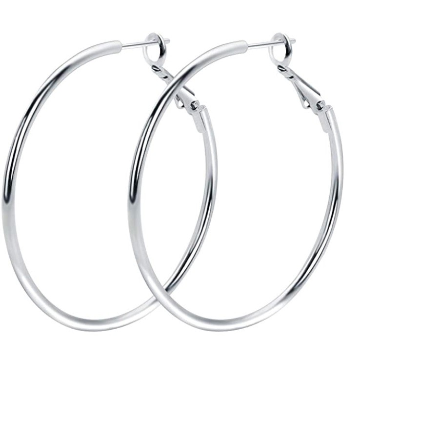 Genuine 925 Sterling Silver Light-Weight 4″ eXtra-Large Thin Tube Hoop Earrings