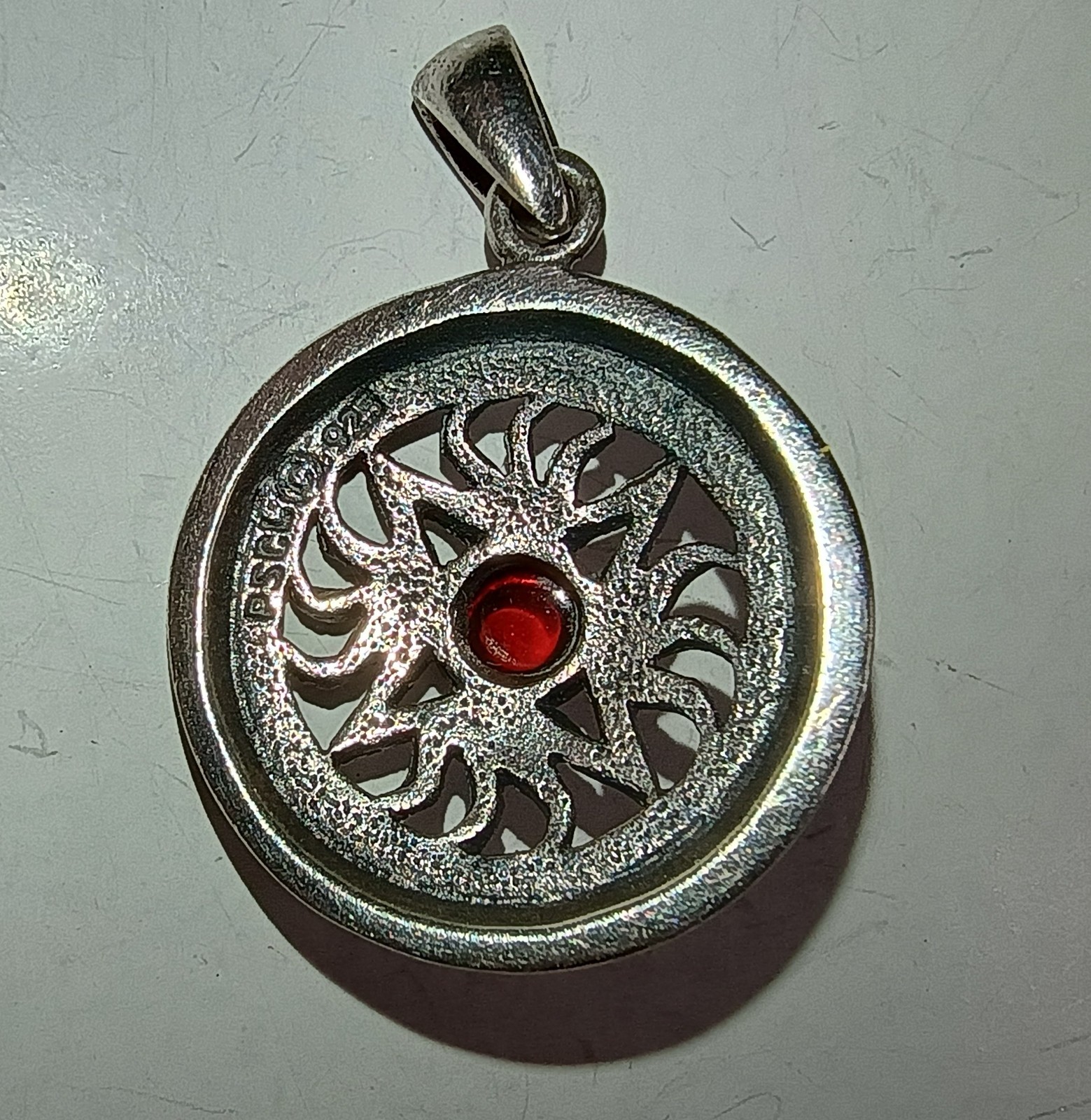 Vintage Sterling Silver.925 Peter Stone PSCL Garnet Zodiac Symbol Pendant