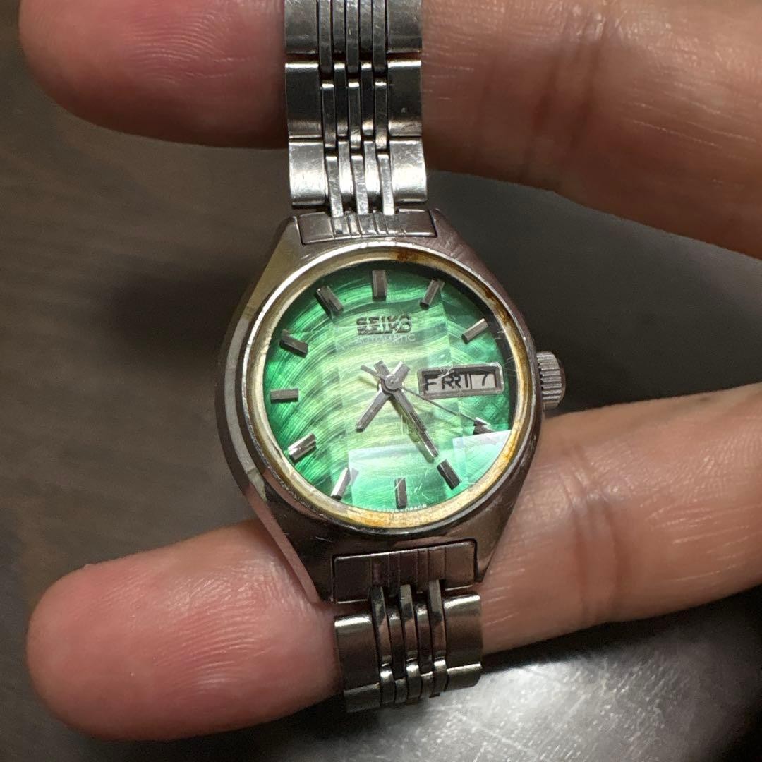 SEIKO 2206-0640 Automatic Green Gradation Dial Vintage Ladies Watch Japan 1973