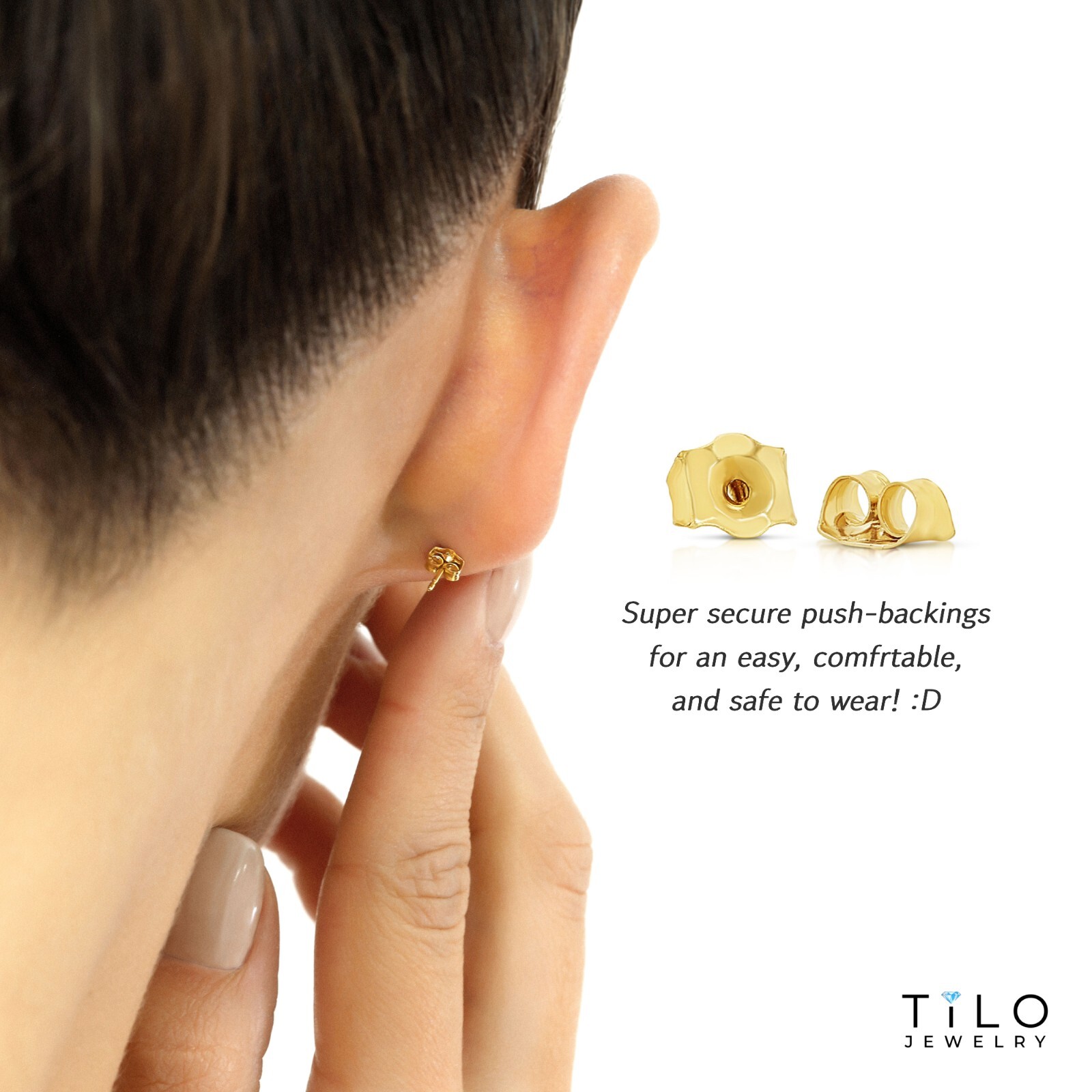 14K Real Solid Yellow Gold Freshwater Pearl Bead Studs Earrings 5mm 6mm 7mm