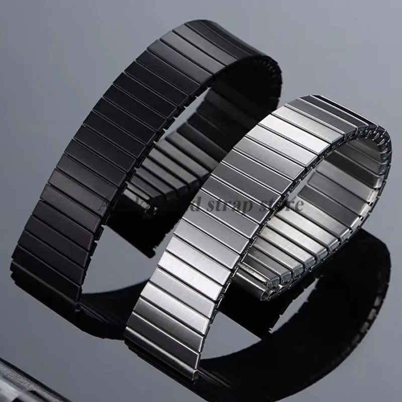 22mm Elastic Stainless Steel Watch Band Metal Stretch Expansion Springs Bracelet