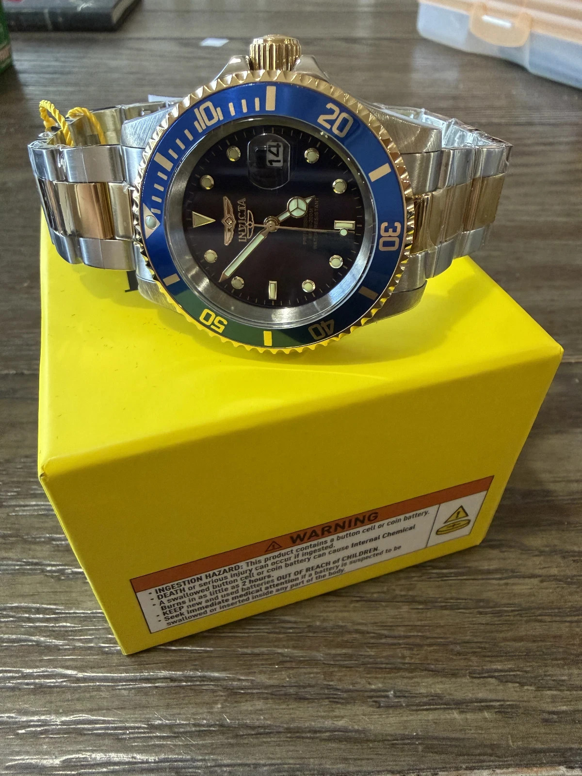 Invicta Pro Diver 26972 Blue Dial Two Tone Stainless Steel Wrist Watch for Men