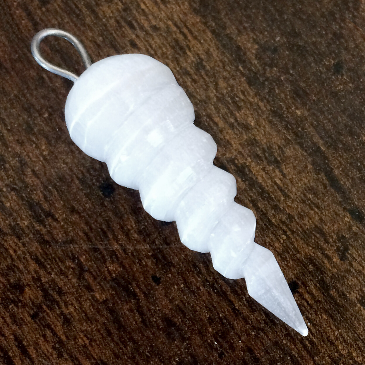 Natural Selenite Crystal Spiral Pendant 925 Sterling Silver Necklace Handmade