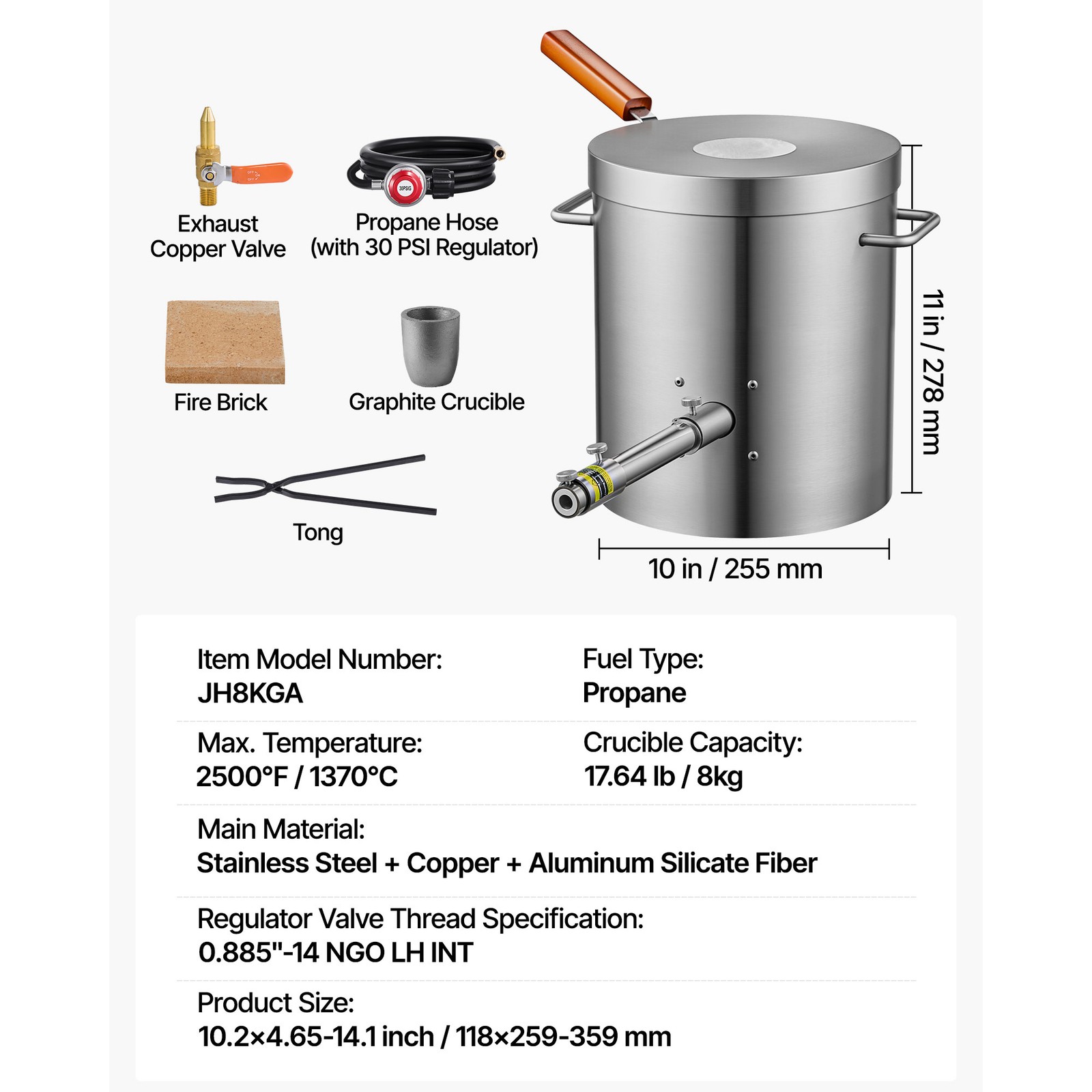 Uimoso Propane Metal Furnace Kit 8KG/18lbs with Crucible and Tongs