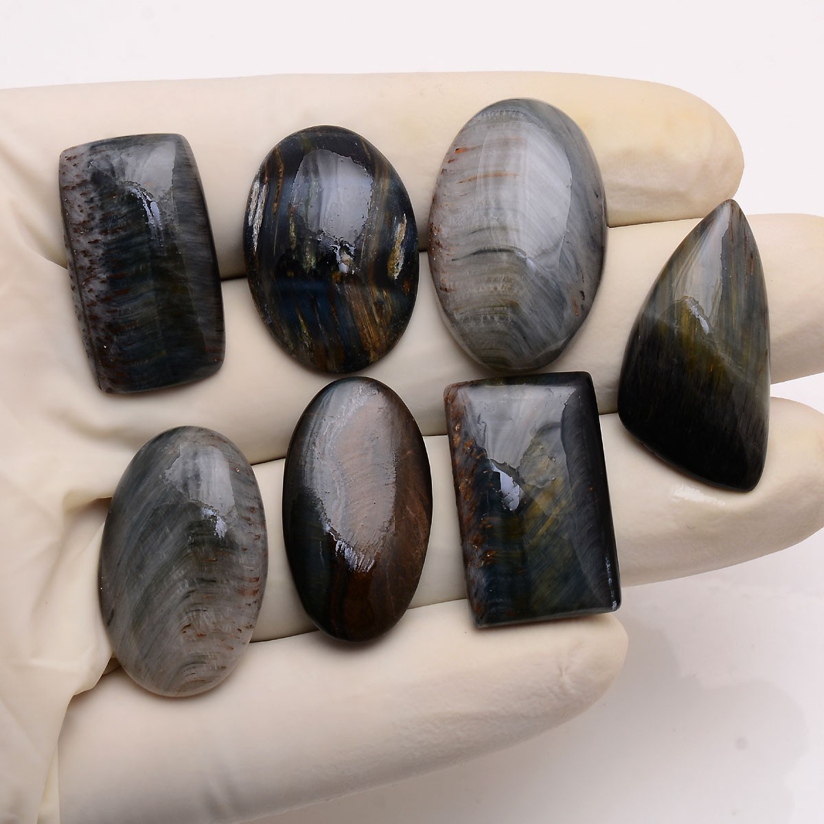 7 Pcs Natural Tiger Eye Untreated 25mm-29mm Cabochon Huge Loose Gemstones Lot