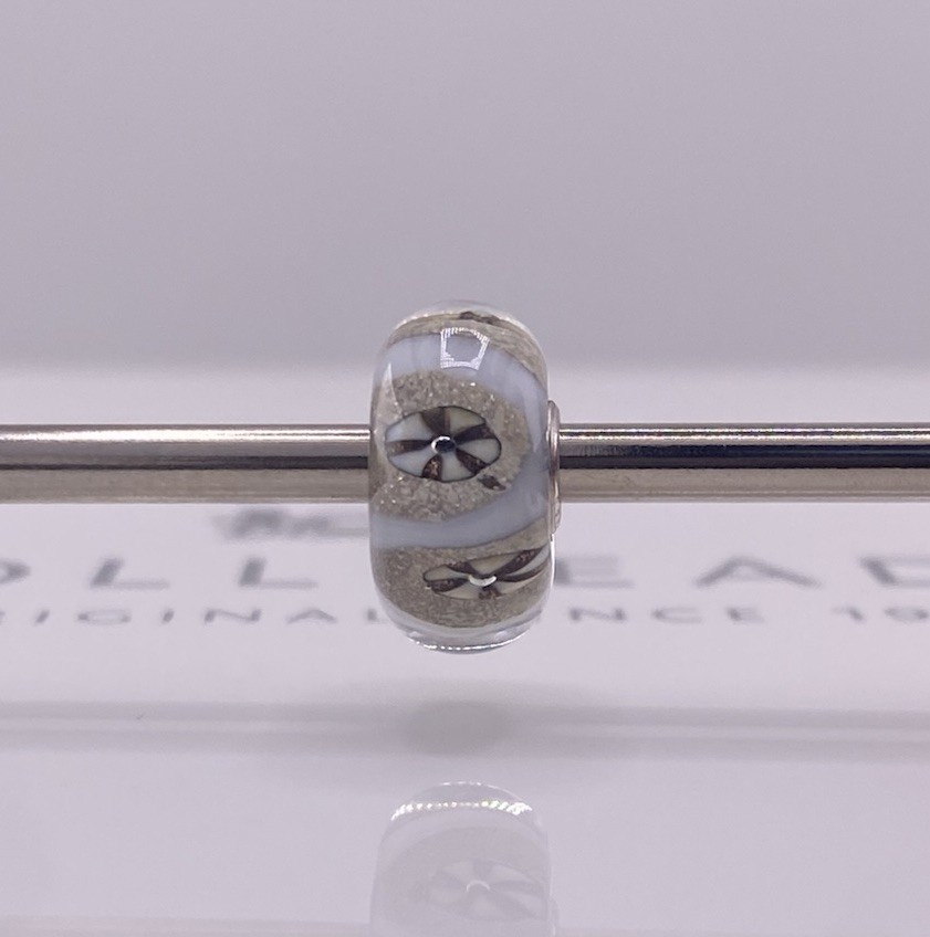 Trollbeads Sand Bead NEW Rare Neutral Beige White Glass Sterling Silver Core