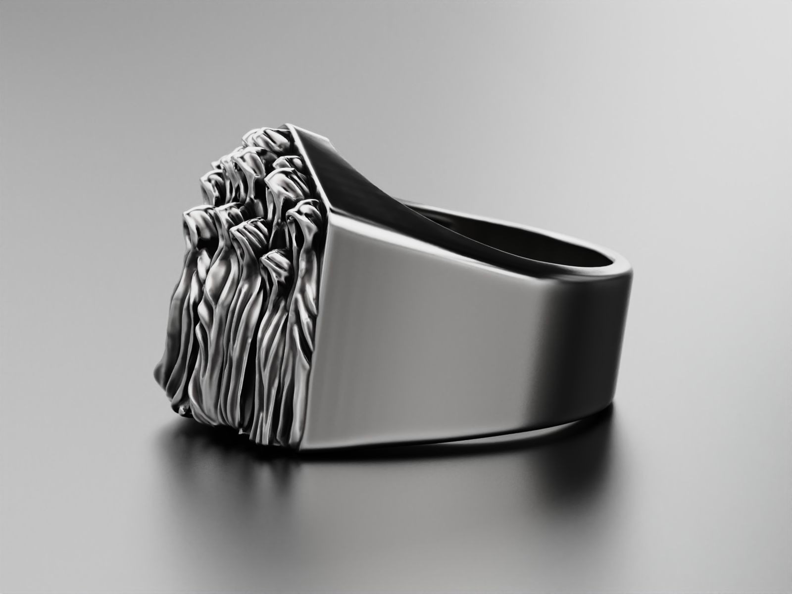 Oxidized Men’s Creepy Ghost Gothic Punk 925 Sterling Silver Statement Rings