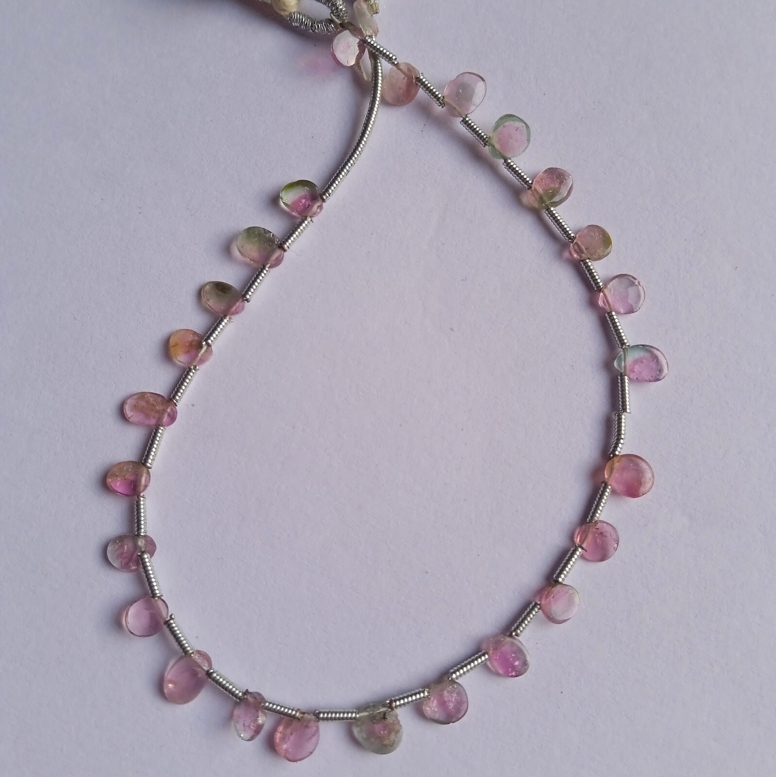 15 Carat Natural Top Bi Tourmaline Slice Beads 8 Inch For Jewelry