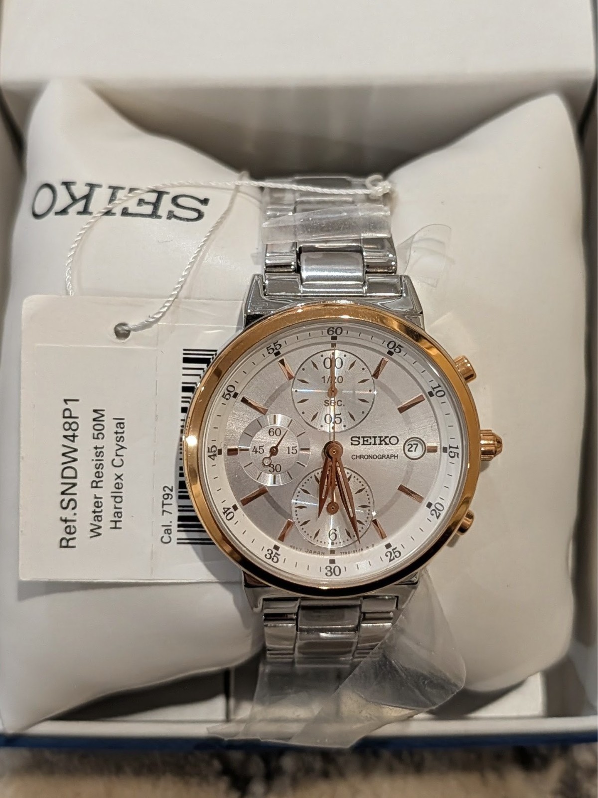 Seiko Neo Classic Chronograph Quartz SNDW48P1 women’s watch with a two-tone
