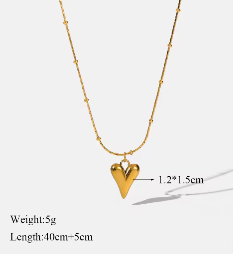 316L Stainless Steel Heart Pendant Necklace Waterproof Women Gift Jewelry
