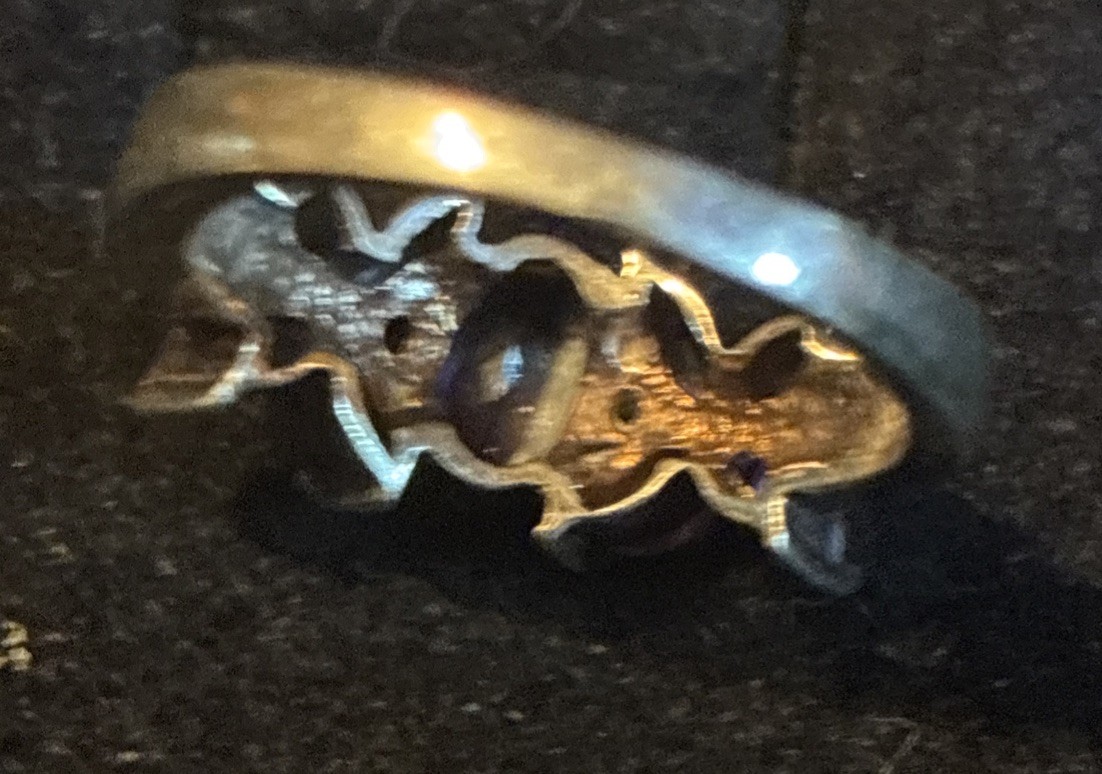 SS 925 Tanzanite/CZ Flower Ring Sz 6.5 QJ Stamp
