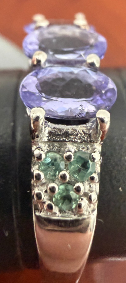 .925 Sterling Silver Amethyst Ring Size 8.75 Made In Jaipur India