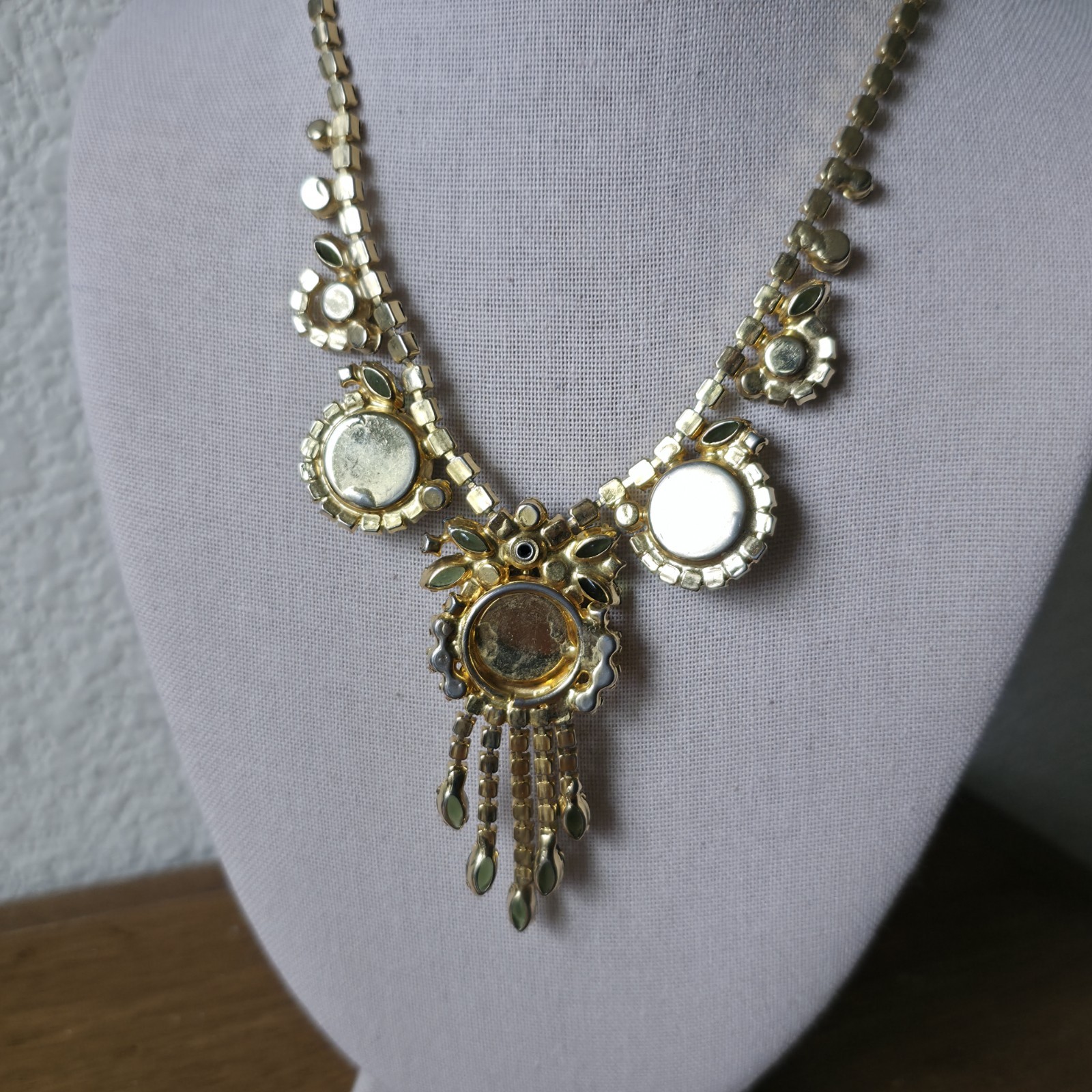 Vintage Juliana Necklace Watermelon Rivoli Rhinestone Tassel Please READ