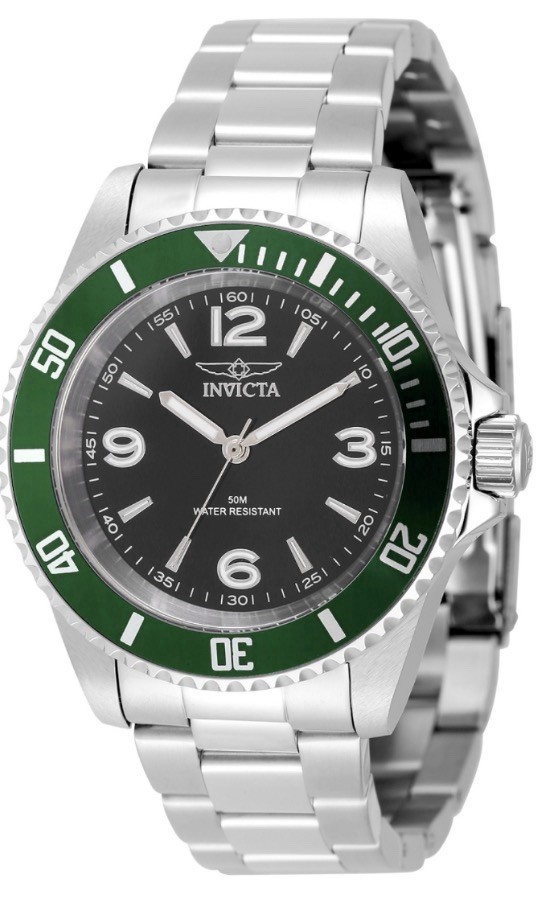 Invicta Specialty Rowan Watch 40mm, Steel, Black Dial, Green Bezel (49338)