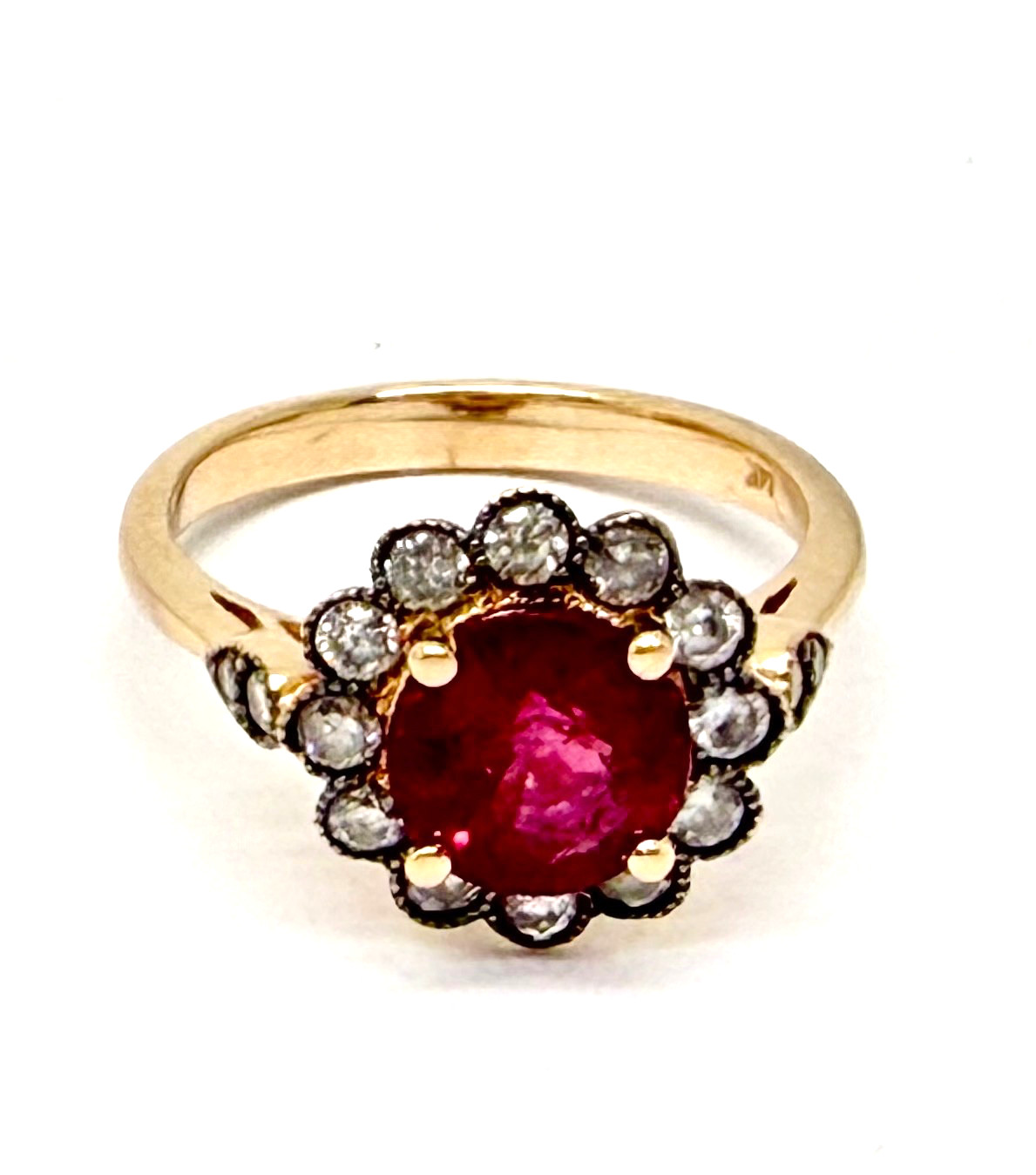 1.60 ct Rubelite & Diamond Ring 14k Rose Gold w/Card Appraisal Size 6 1/4