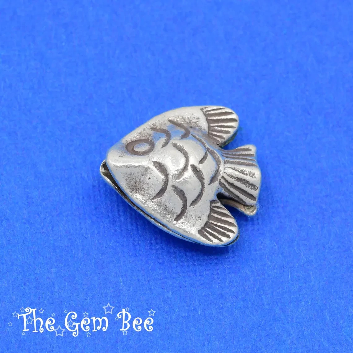 11.8mm x 12.3mm 925 HillTribe Silver handmade Angel fish beads (1)