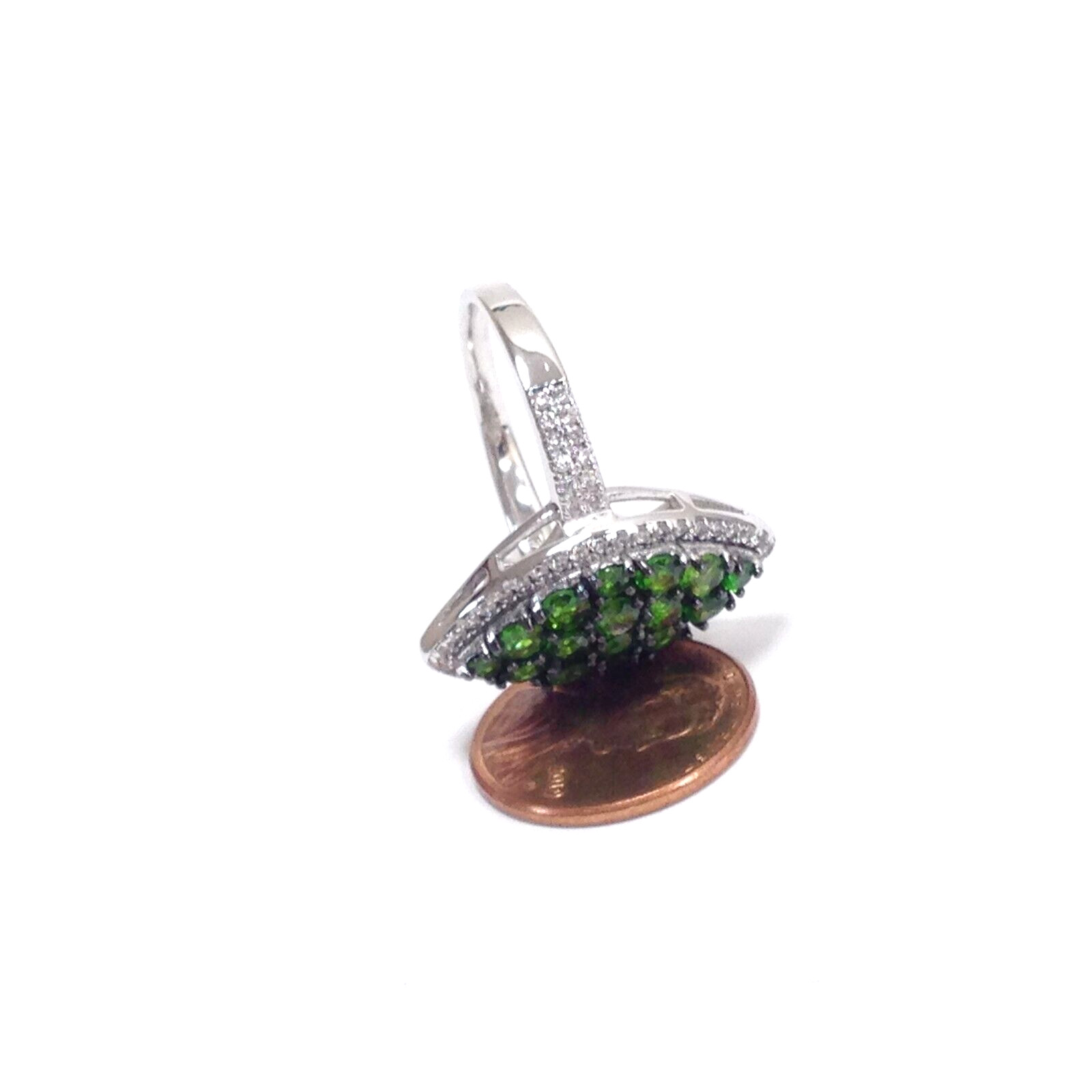 FZN Fuzion Creations Sterling Silver Green Chrome Diopside Cluster Ring Sz 11.75