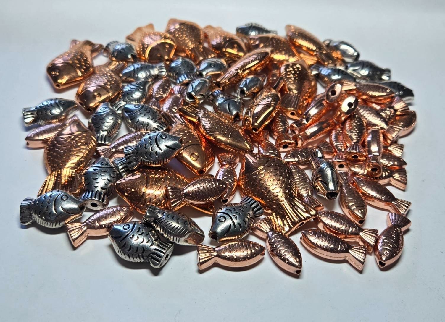 Fish Beads for Jewelry Making Antique Silver Mix size 33mm 50 pcs